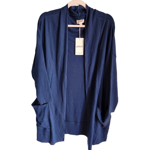Pact Sweaters - Pact French Navy Blue Airplane Cardigan Organic Cotton Wrap Medium Large